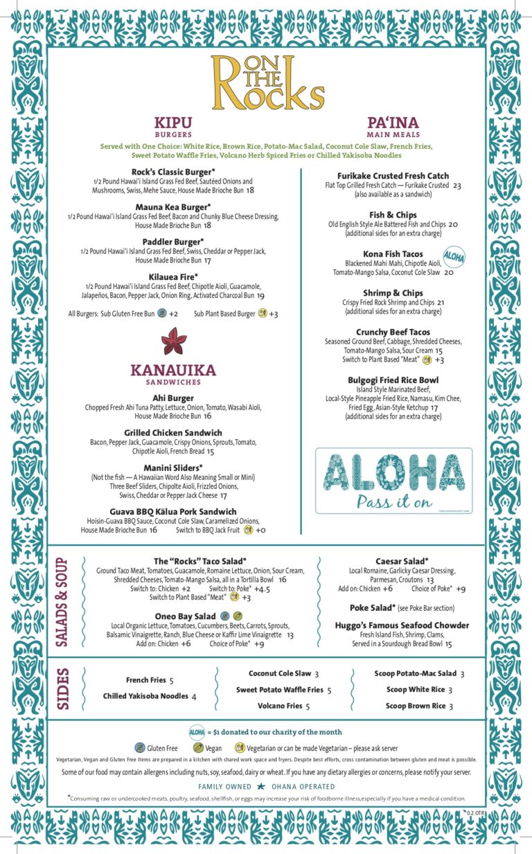 Huggo s On The Rocks Kailua Kona Casual Dining Lunch Dinner Menu Huggo s On The Rocks Kailua Kona Casual Dining Lunch Dinner Menu